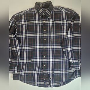 Nautica Mens Button Down Shirt 2XL Plaid Tartan Dark Academia 90s Preppy Cotton‎